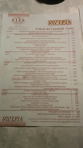 menu 1 of Osteria Palazan