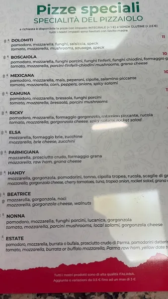 menu 2 of Pizzeria El Magic