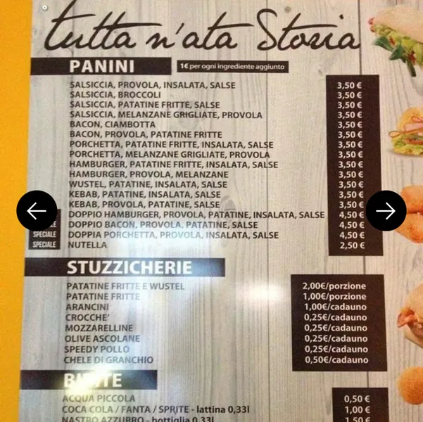 menu 1 of tutta n'ata storia paninoteca