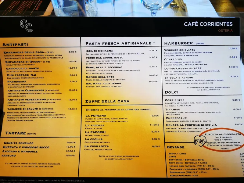 menu 2 of Cafè Corrientes