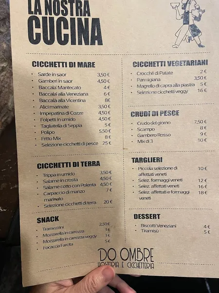 menu 0 of Do Ombre Hostaria Cicchetteria