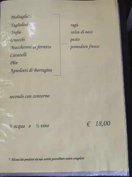 menu 1 of Trattoria Pizzeria Le Bistrò Papillon