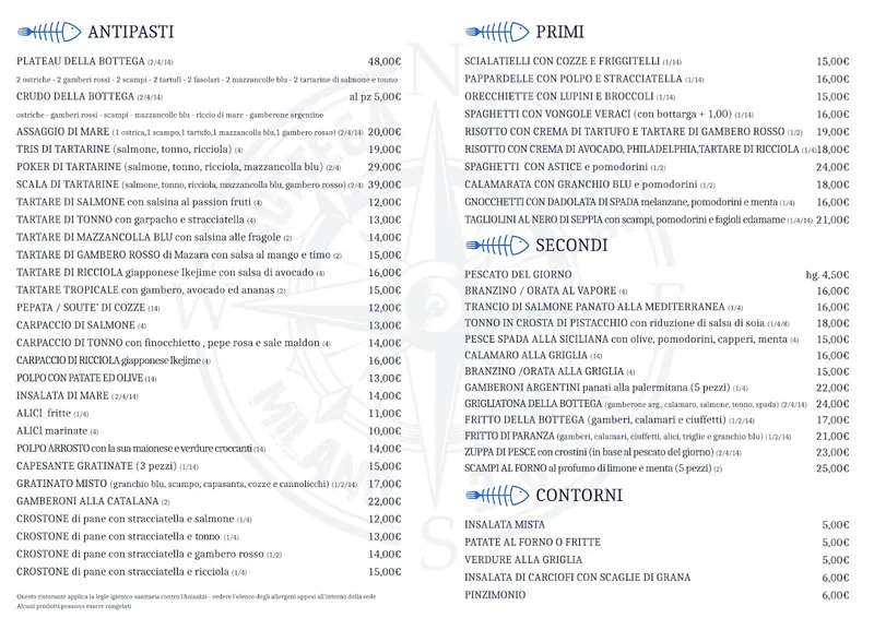 menu 1 of Bottega di mare