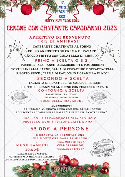 menu 0 of La Vita Azzurra