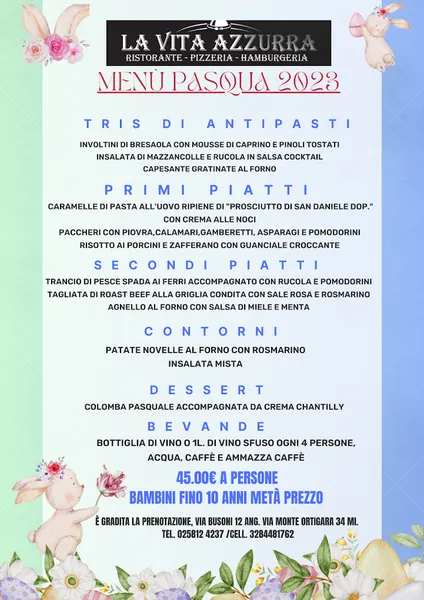 menu 1 of La Vita Azzurra