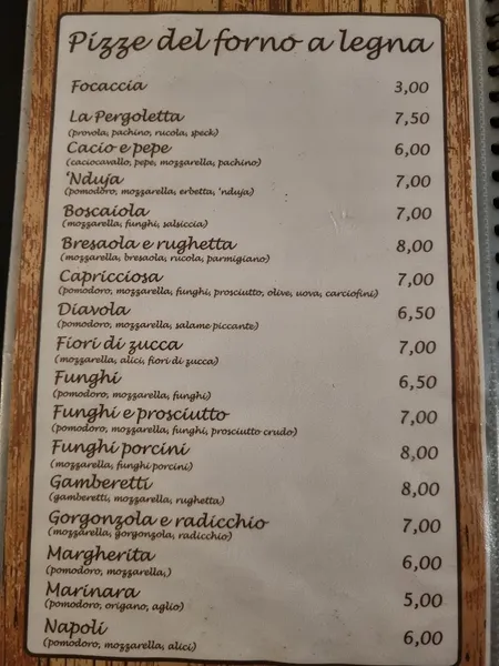 menu 0 of La Nuova Pergoletta