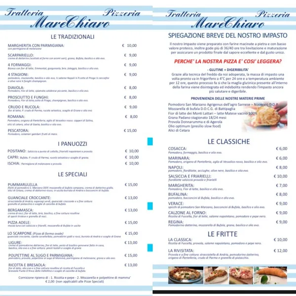 menu 0 of Pizzeria Trattoria Marechiaro