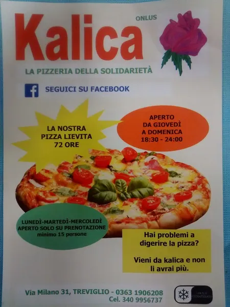 menu 2 of Kalica Pizzeria della Solidarietà