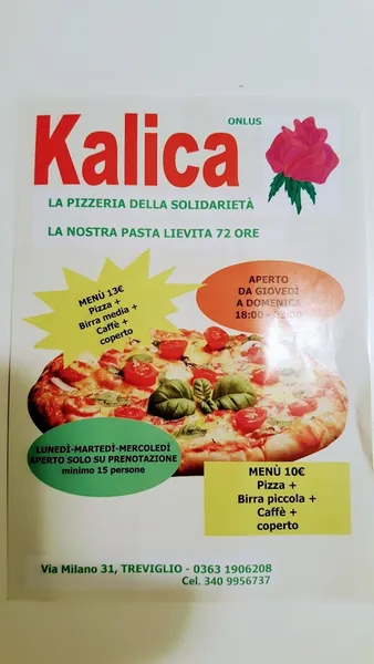 menu 1 of Kalica Pizzeria della Solidarietà