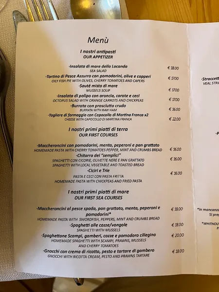 menu 0 of Locanda Dei Semplici