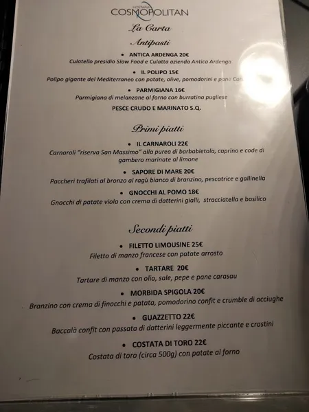 menu 0 of Hostaria Cosmopolitan