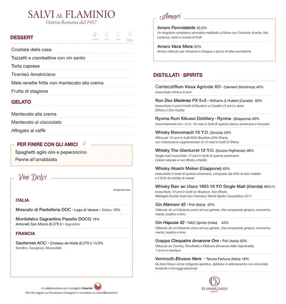 menu 1 of Salvi al Flaminio dal 1957