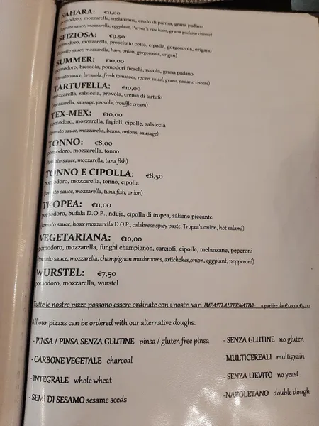 menu 1 of Pizzeria Mamma Mia!