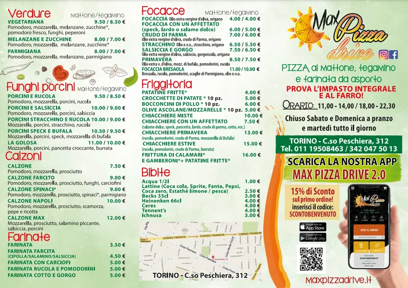 menu 0 of Max Pizza Drive | Pizza e Farinata