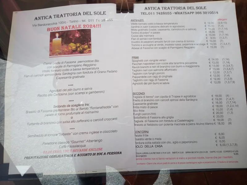 menu 0 of Antica Trattoria Del Sole