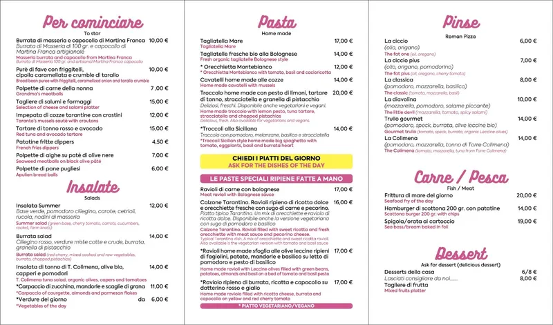 menu 0 of Passione in pasta Restaurant and More