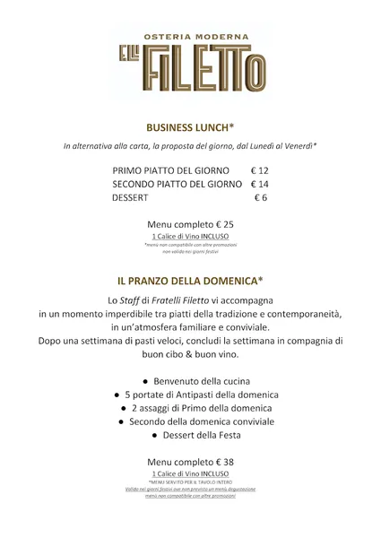 menu 0 of Fratelli Filetto - Osteria Moderna