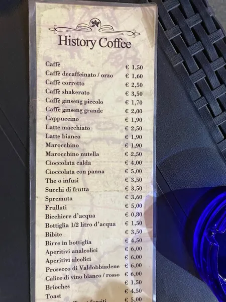 menu 0 of History Coffee