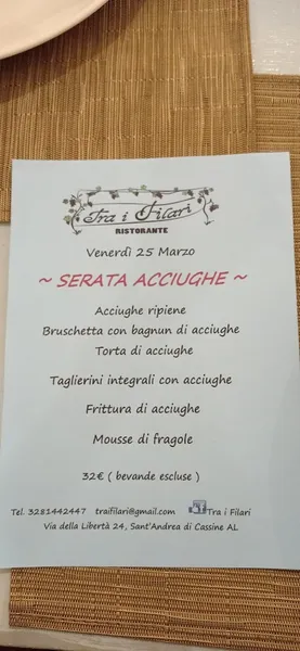 menu 2 of Agriturismo Tra i filari