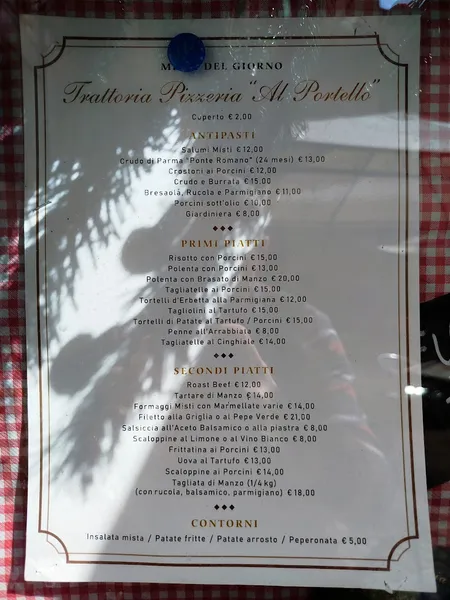 menu 2 of Trattoria Pizzeria al Portello