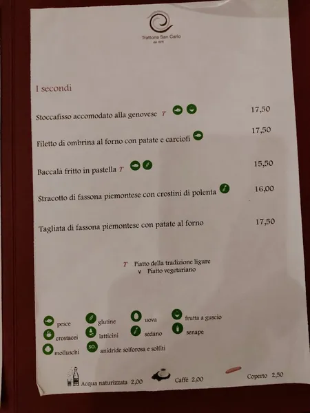 menu 1 of Trattoria San Carlo