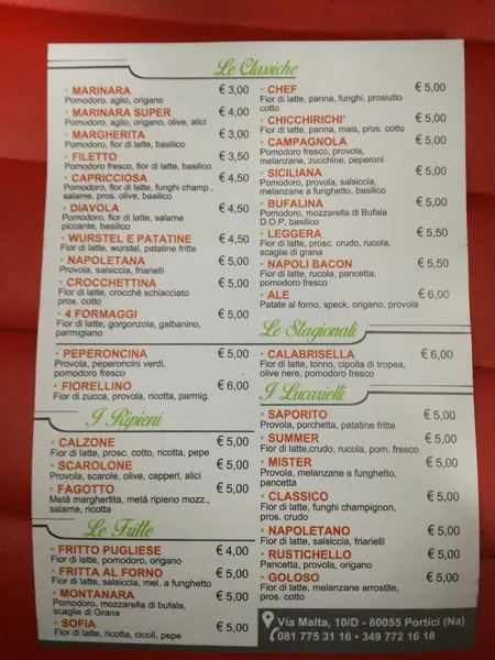 menu 0 of Lucariello Pizzeria Friggitoria