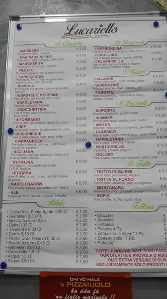 menu 1 of Lucariello Pizzeria Friggitoria