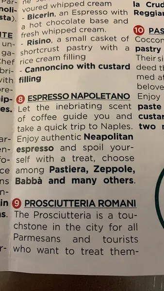 menu 0 of Espresso Napoletano Parma