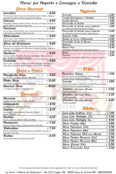 menu 0 of Le Farse - l'Osteria del Professore