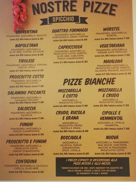 menu 0 of Lo Spicchio