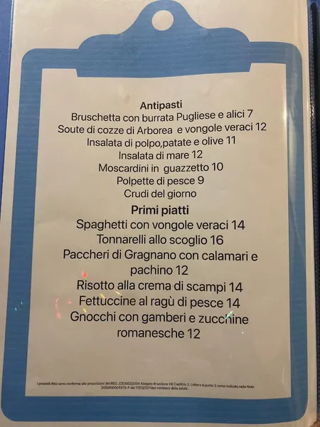 menu 0 of Ristorante Oceano