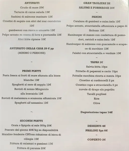 menu 0 of Ristorante KELA Bistrot