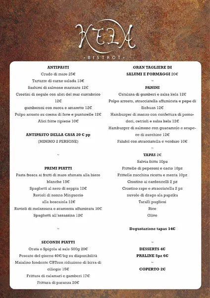 menu 1 of Ristorante KELA Bistrot