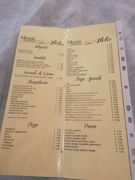 menu 1 of Bar pizzeria pucceria e stuzzicheria da aldo