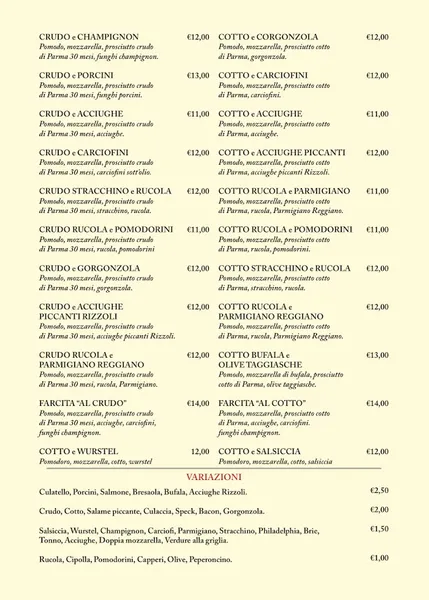 menu 0 of Il Vecchio Forno da Amos