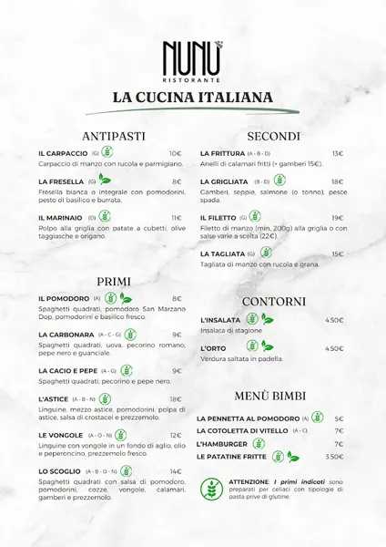 menu 1 of Ristorante Nunù