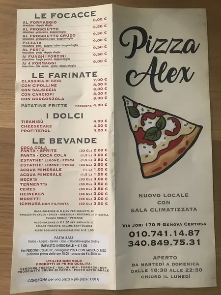 menu 0 of Pizza Alex