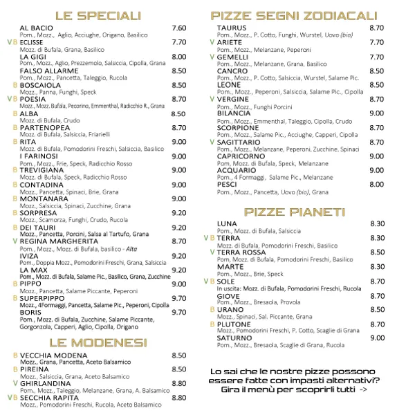 menu 0 of Pizzeria Taurus