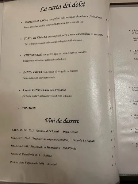 menu 2 of Osteria del Sole