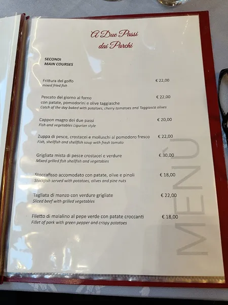 menu 2 of A due passi dai parchi