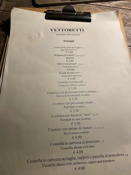 menu 0 of Osteria da Vettoretti