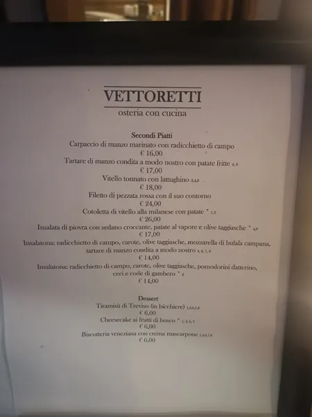 menu 1 of Osteria da Vettoretti