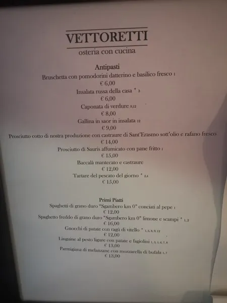 menu 2 of Osteria da Vettoretti