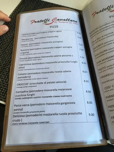 menu 2 of Fratelli Cavallaro | pizzeria & trattoria napoletana