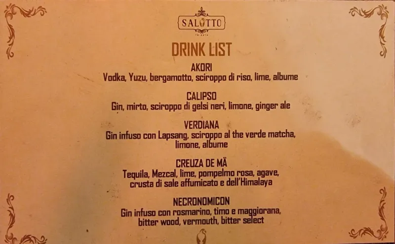 menu 1 of Salotto Trieste