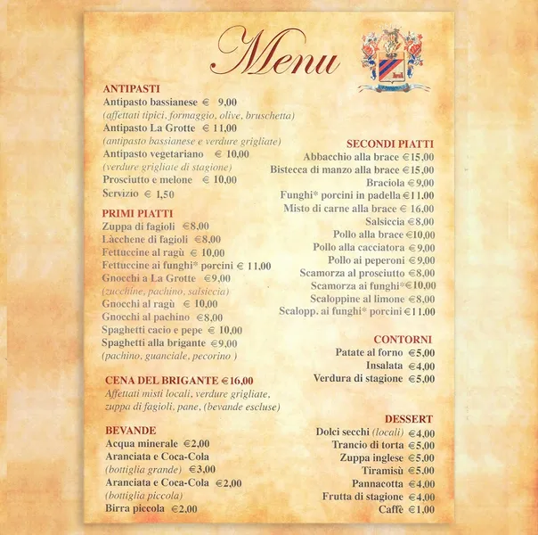 menu 1 of Hostaria La Grotte Di Salvagni Scipione