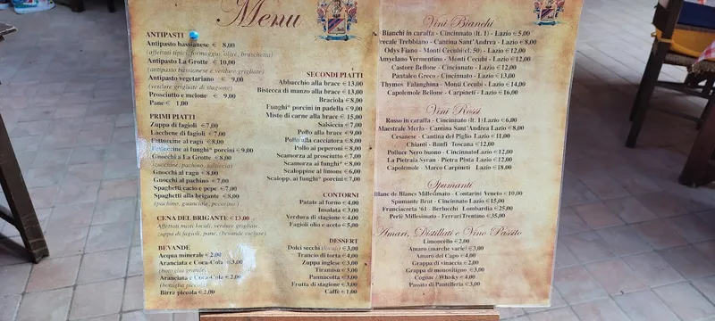 menu 2 of Hostaria La Grotte Di Salvagni Scipione