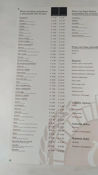 menu 1 of Pizzeria Ci Fa Conca