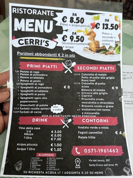 menu 0 of Cerri'S Bar Pizzeria