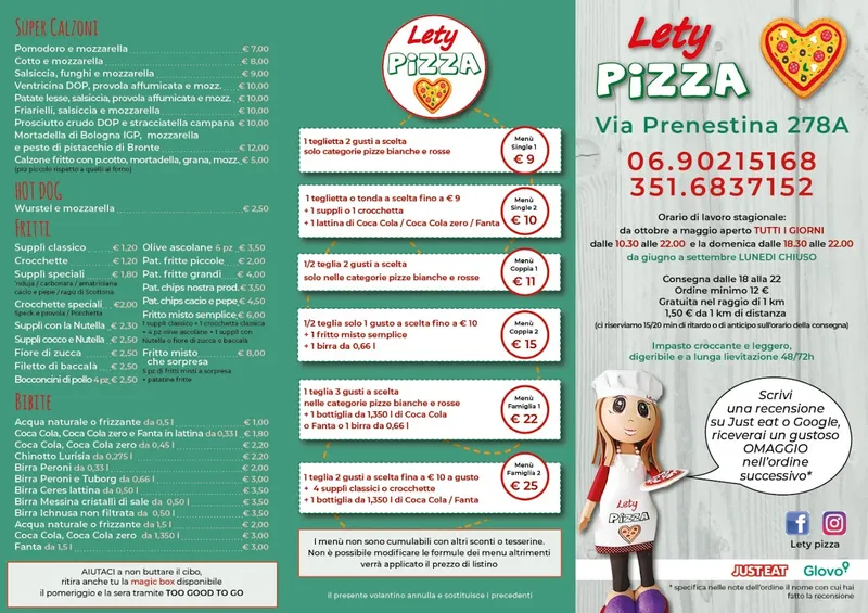 menu 1 of LETY PIZZA